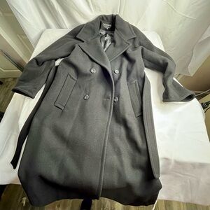 Women's Double-Breasted black wool Coat 10p